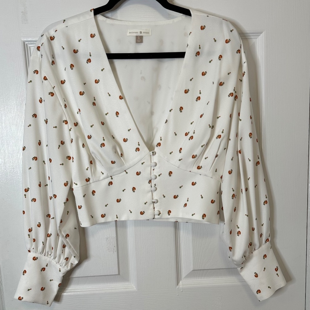Backyard Roses Deep V Rose Blouse